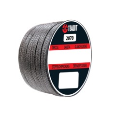2070 Diagonally braided from a proprietory yarn (Teadit EG-K) which consists of a core of Aramid fibers totally encased by gPTFE (PTFE/graphite), lubricated with silicone oil